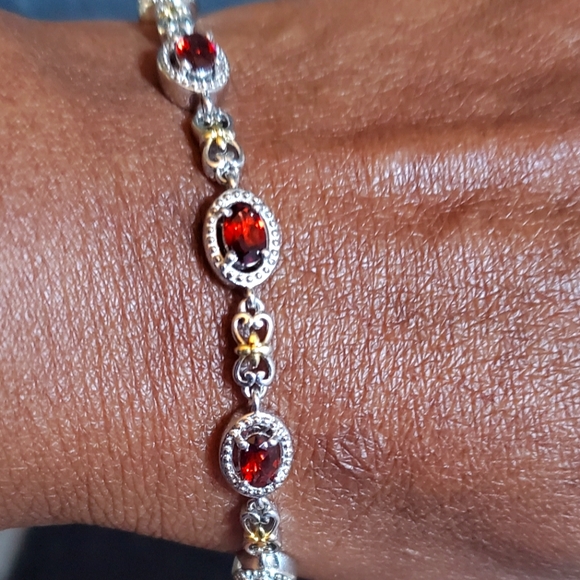 Jewelry - Rhodolite Garnet Station Bolo Bracelet Platinum & Rhodium Plated